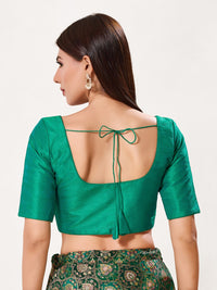 Vamas Mulbury Silk Round Neck Elbow Length Blouse