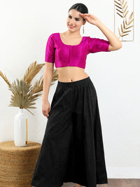 Vamas Mulbury Silk Round Neck Elbow Length Blouse