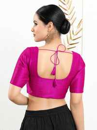 Vamas Mulbury Silk Round Neck Elbow Length Blouse