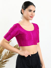 Vamas Mulbury Silk Round Neck Elbow Length Blouse