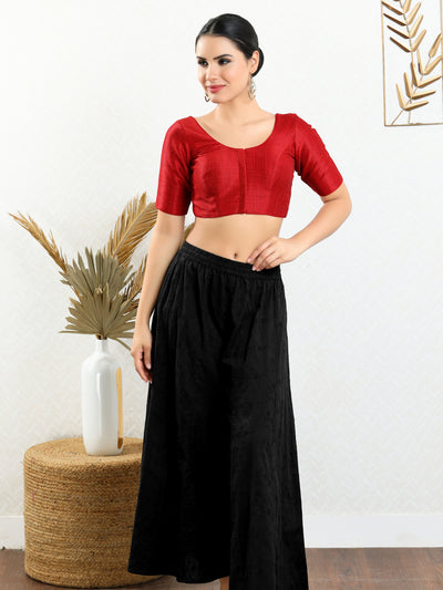 Vamas Mulbury Silk Round Neck Elbow Length Blouse