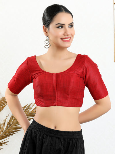 Vamas Mulbury Silk Round Neck Elbow Length Blouse