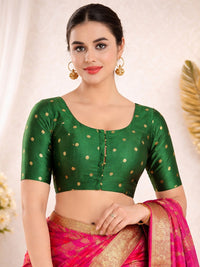 Vamas Polka Dots Slub Silk Round Neck Blouse
