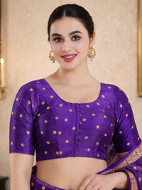 Vamas Polka Dots Slub Silk Round Neck Blouse