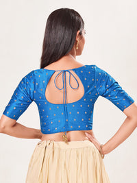 Vamas Polka Dots Slub Silk Round Neck Blouse