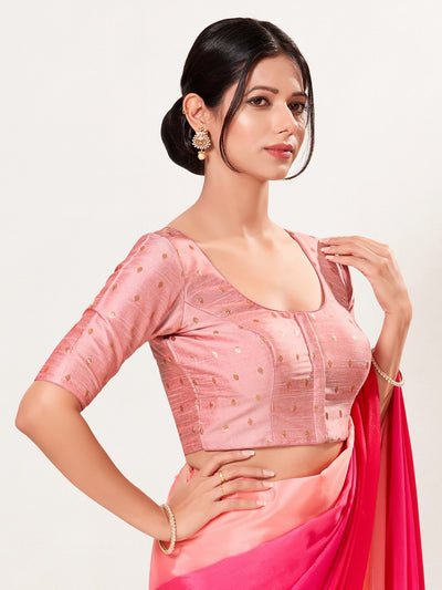 Vamas Polka Dots Slub Silk Round Neck Blouse