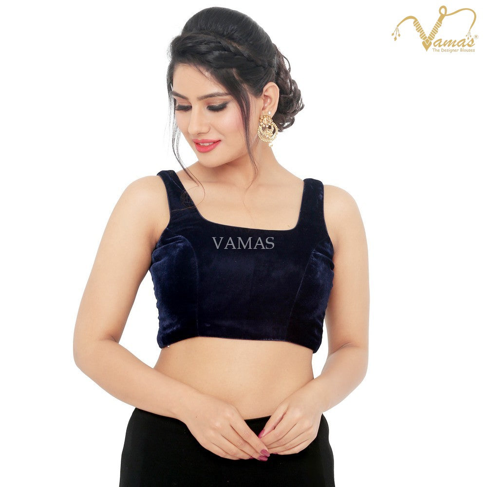 Vamas Women's Velvet Padded Back Open Sleeveless Saree Blouse ( X-781NS )
