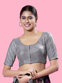 Shimmer Fabric Partywear Elbow Front Open Blouse