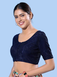 Shimmer Fabric Partywear Elbow Front Open Blouse