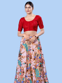 Shimmer Fabric Partywear Elbow Front Open Blouse