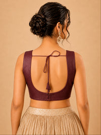 Shimmer Fabric Sleeveless Essential Round Neck Blouse