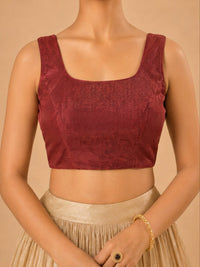 Shimmer Fabric Sleeveless Essential Round Neck Blouse