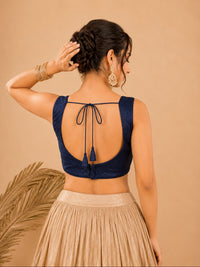 Shimmer Fabric Sleeveless Essential Round Neck Blouse