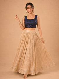 Shimmer Fabric Sleeveless Essential Round Neck Blouse