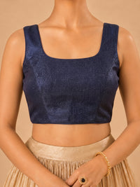 Shimmer Fabric Sleeveless Essential Round Neck Blouse