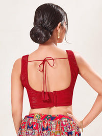 Shimmer Fabric Sleeveless Essential Round Neck Blouse