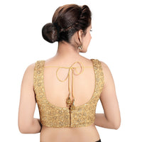 Net Tikki Embroidery Sleeveless Round Neck Blouse