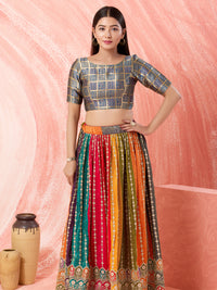 Bandhani Weaved Brocade High Neck Blouse