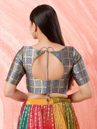 Bandhani Weaved Brocade High Neck Blouse