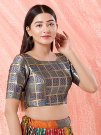 Bandhani Weaved Brocade High Neck Blouse