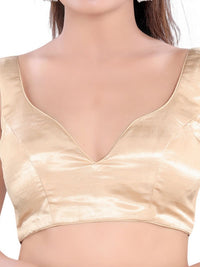 Gajji Silk Paan Neck Sleeveless Solid Partywear Blouse