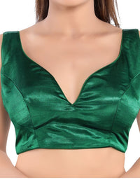 Gajji Silk Paan Neck Sleeveless Solid Partywear Blouse