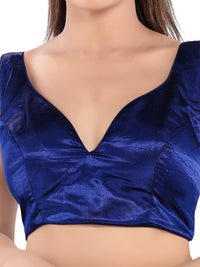 Gajji Silk Paan Neck Sleeveless Solid Partywear Blouse