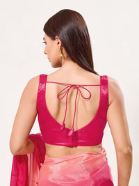 Gajji Silk Paan Neck Sleeveless Solid Partywear Blouse