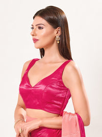 Gajji Silk Paan Neck Sleeveless Solid Partywear Blouse