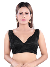 Shimmer Sleeveless Core Paan Neck Partywear Blouse