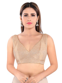 Shimmer Sleeveless Core Paan Neck Partywear Blouse