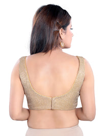 Shimmer Sleeveless Core Paan Neck Partywear Blouse