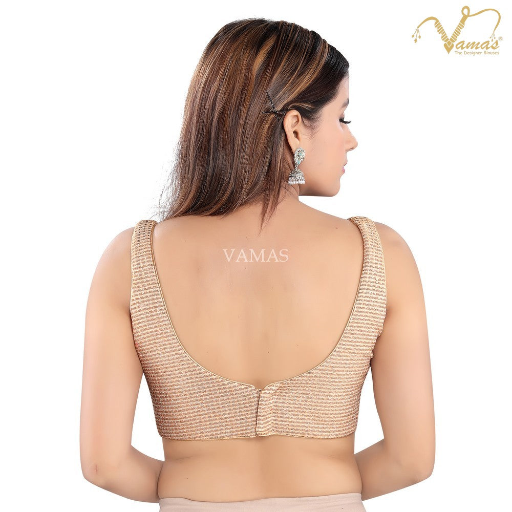 Vamas Women's Shimmer Padded Back Open Sleeveless Saree Blouse ( X-967NS )