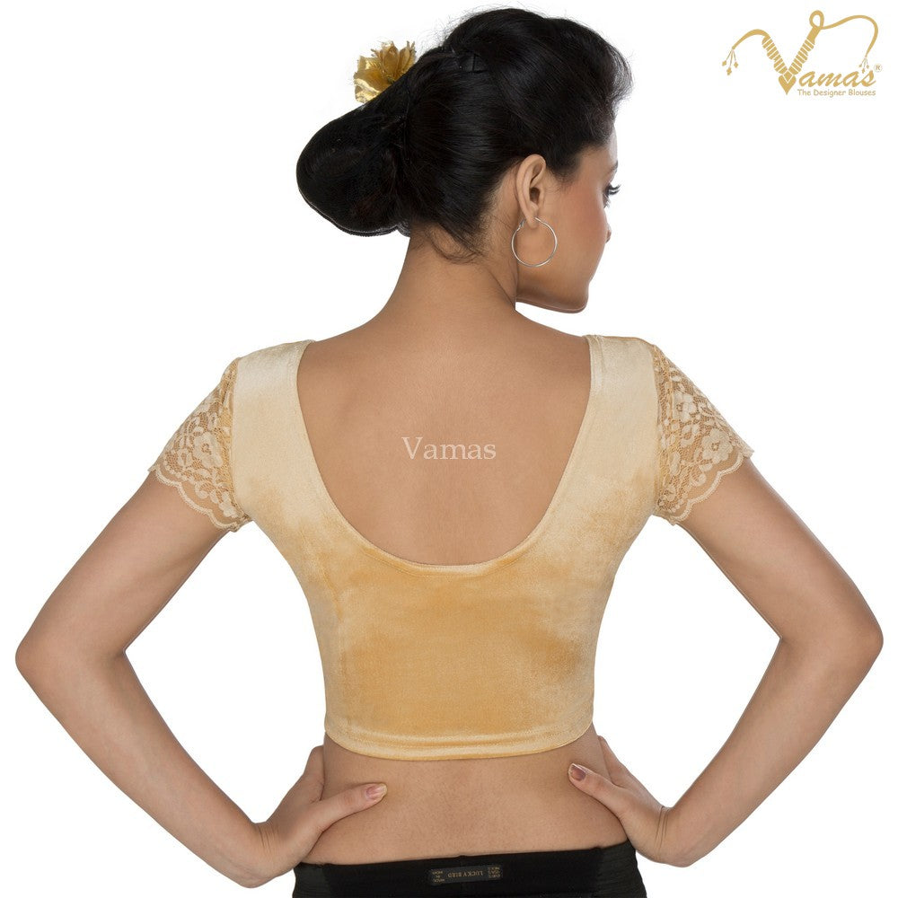 Vamas Women's Velvet Non-Padded Stretchable Sleeveless Saree Blouse ( A-45 )